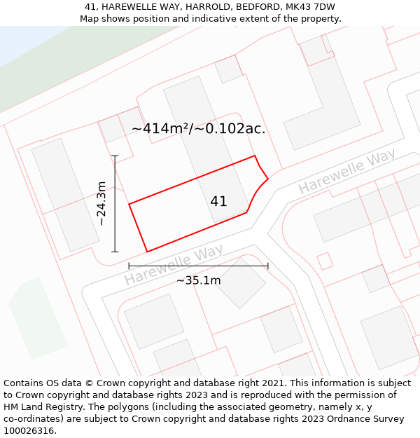 41, HAREWELLE WAY, HARROLD, BEDFORD, MK43 7DW: Plot and title map