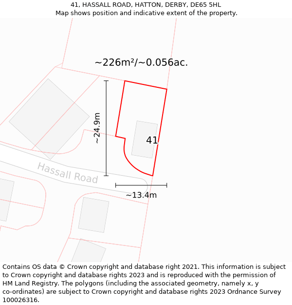 41, HASSALL ROAD, HATTON, DERBY, DE65 5HL: Plot and title map