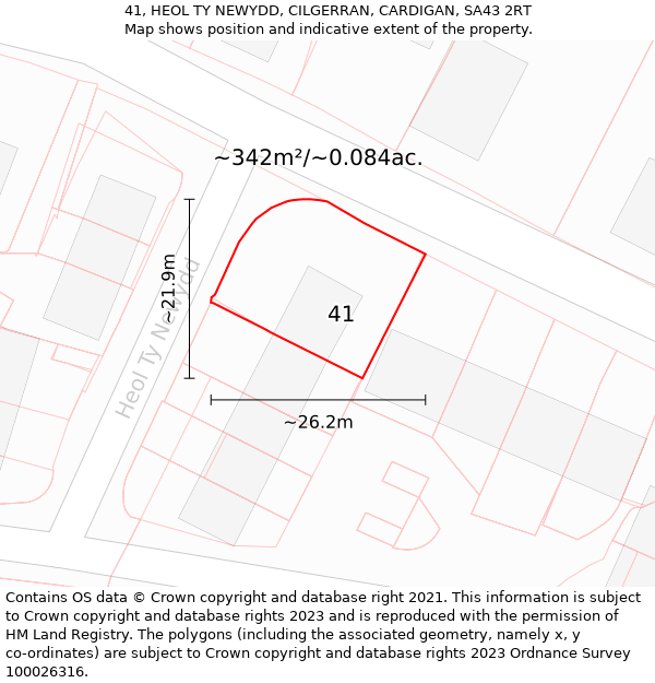 41, HEOL TY NEWYDD, CILGERRAN, CARDIGAN, SA43 2RT: Plot and title map