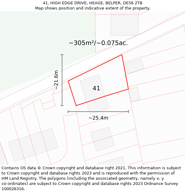 41, HIGH EDGE DRIVE, HEAGE, BELPER, DE56 2TB: Plot and title map