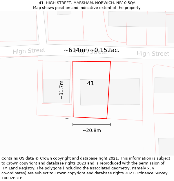 41, HIGH STREET, MARSHAM, NORWICH, NR10 5QA: Plot and title map