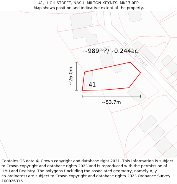 41, HIGH STREET, NASH, MILTON KEYNES, MK17 0EP: Plot and title map