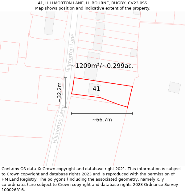 41, HILLMORTON LANE, LILBOURNE, RUGBY, CV23 0SS: Plot and title map