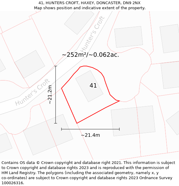 41, HUNTERS CROFT, HAXEY, DONCASTER, DN9 2NX: Plot and title map