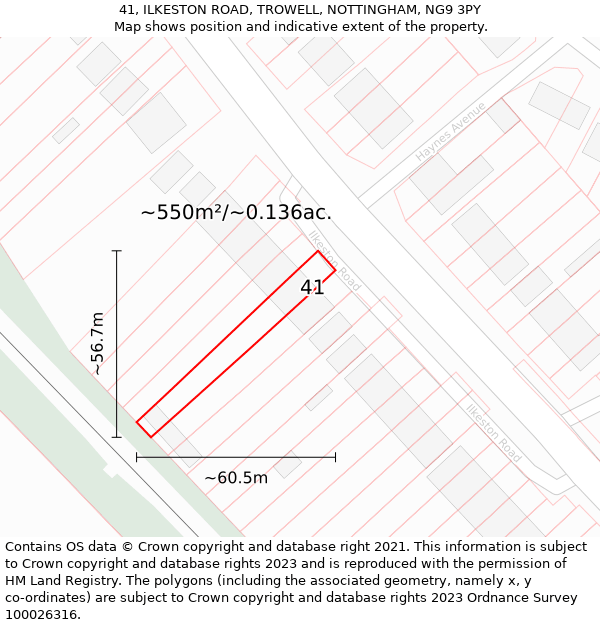 41, ILKESTON ROAD, TROWELL, NOTTINGHAM, NG9 3PY: Plot and title map