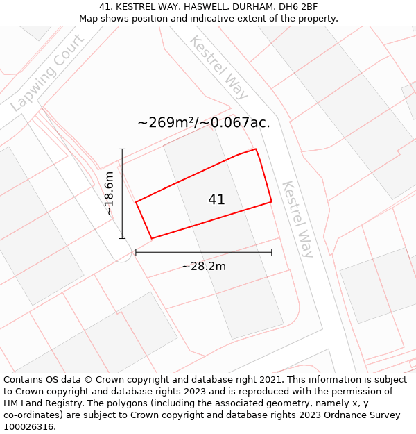 41, KESTREL WAY, HASWELL, DURHAM, DH6 2BF: Plot and title map