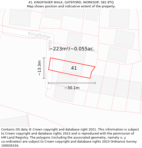 41, KINGFISHER WALK, GATEFORD, WORKSOP, S81 8TQ: Plot and title map