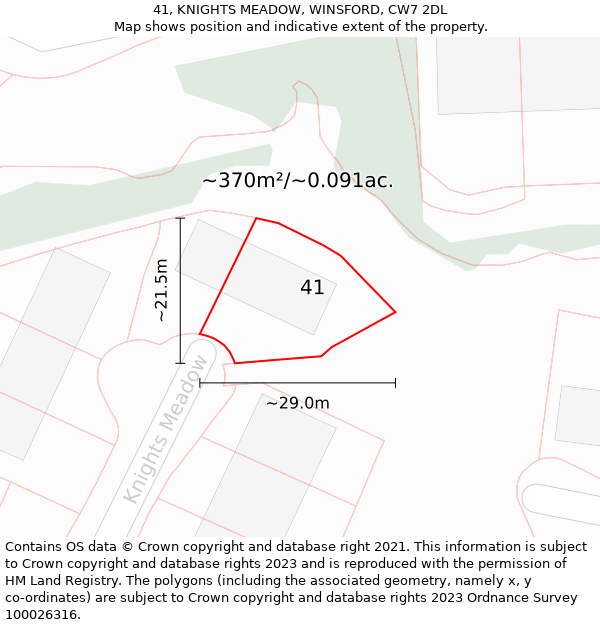 41, KNIGHTS MEADOW, WINSFORD, CW7 2DL: Plot and title map