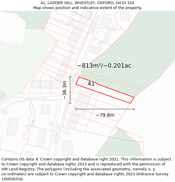 41, LADDER HILL, WHEATLEY, OXFORD, OX33 1SX: Plot and title map