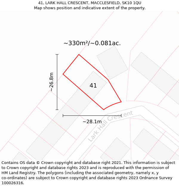 41, LARK HALL CRESCENT, MACCLESFIELD, SK10 1QU: Plot and title map