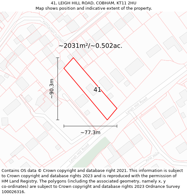 41, LEIGH HILL ROAD, COBHAM, KT11 2HU: Plot and title map