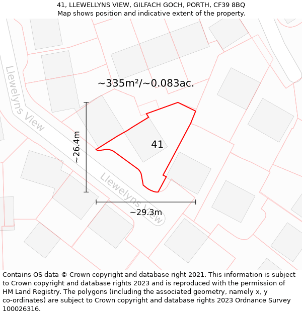 41, LLEWELLYNS VIEW, GILFACH GOCH, PORTH, CF39 8BQ: Plot and title map