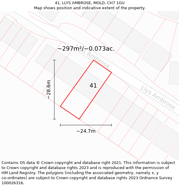 41, LLYS AMBROSE, MOLD, CH7 1GU: Plot and title map