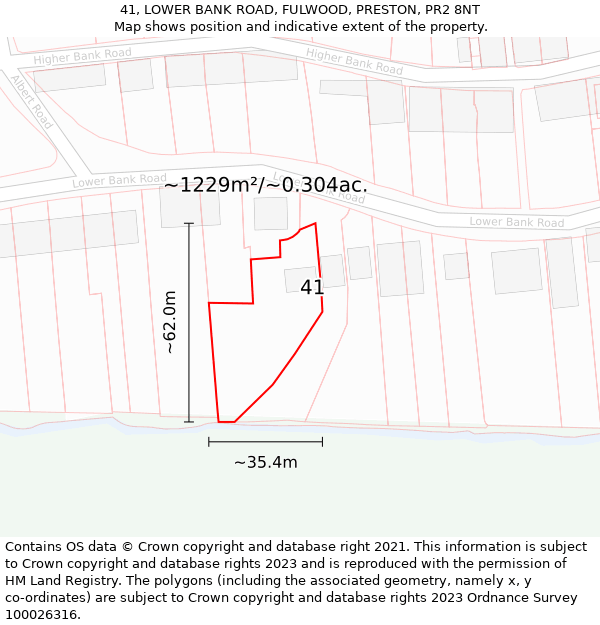 41, LOWER BANK ROAD, FULWOOD, PRESTON, PR2 8NT: Plot and title map
