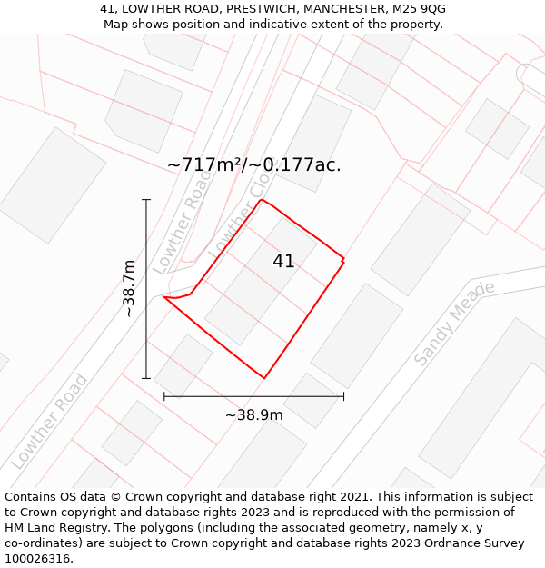 41, LOWTHER ROAD, PRESTWICH, MANCHESTER, M25 9QG: Plot and title map