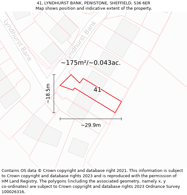 41, LYNDHURST BANK, PENISTONE, SHEFFIELD, S36 6ER: Plot and title map