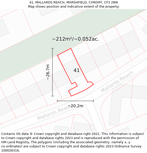 41, MALLARDS REACH, MARSHFIELD, CARDIFF, CF3 2NN: Plot and title map