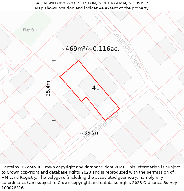 41, MANITOBA WAY, SELSTON, NOTTINGHAM, NG16 6FP: Plot and title map