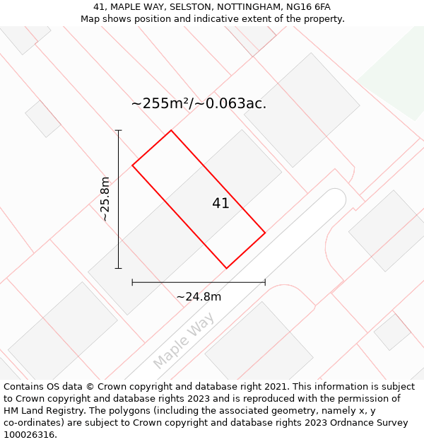 41, MAPLE WAY, SELSTON, NOTTINGHAM, NG16 6FA: Plot and title map