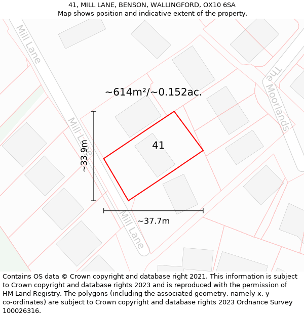 41, MILL LANE, BENSON, WALLINGFORD, OX10 6SA: Plot and title map