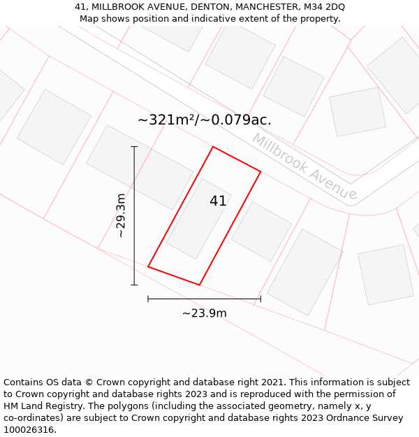 41, MILLBROOK AVENUE, DENTON, MANCHESTER, M34 2DQ: Plot and title map