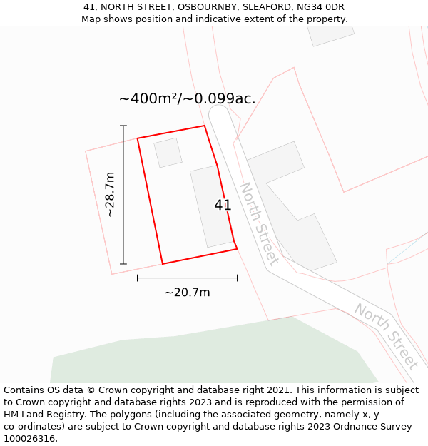 41, NORTH STREET, OSBOURNBY, SLEAFORD, NG34 0DR: Plot and title map