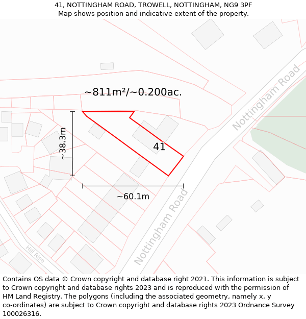 41, NOTTINGHAM ROAD, TROWELL, NOTTINGHAM, NG9 3PF: Plot and title map