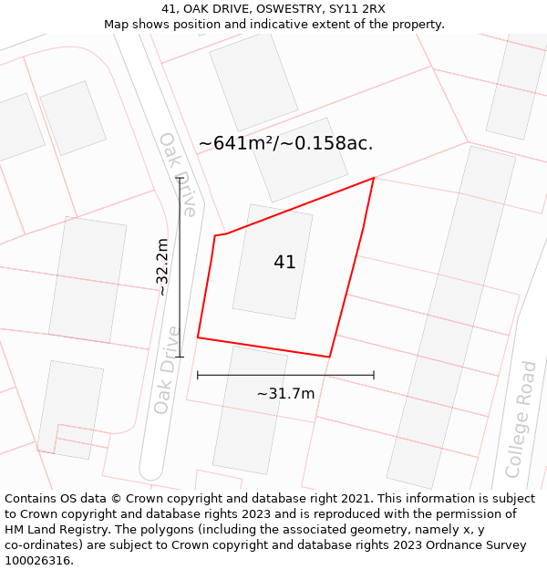 41, OAK DRIVE, OSWESTRY, SY11 2RX: Plot and title map