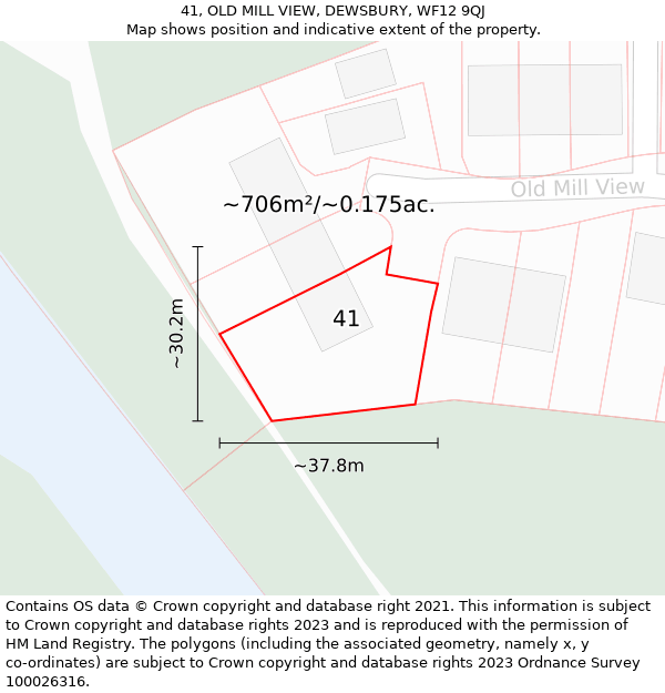 41, OLD MILL VIEW, DEWSBURY, WF12 9QJ: Plot and title map