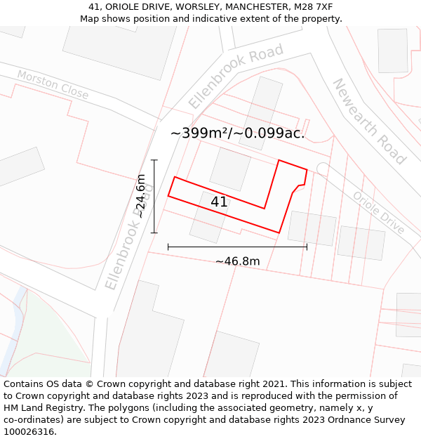 41, ORIOLE DRIVE, WORSLEY, MANCHESTER, M28 7XF: Plot and title map