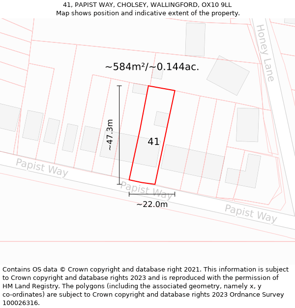 41, PAPIST WAY, CHOLSEY, WALLINGFORD, OX10 9LL: Plot and title map