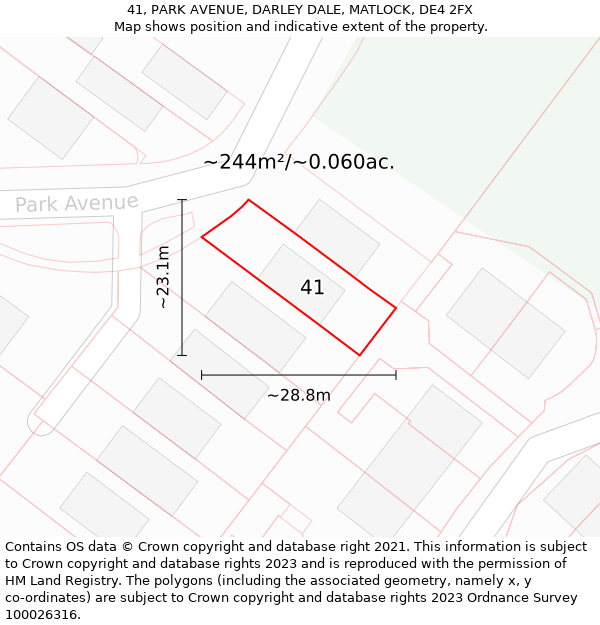 41, PARK AVENUE, DARLEY DALE, MATLOCK, DE4 2FX: Plot and title map