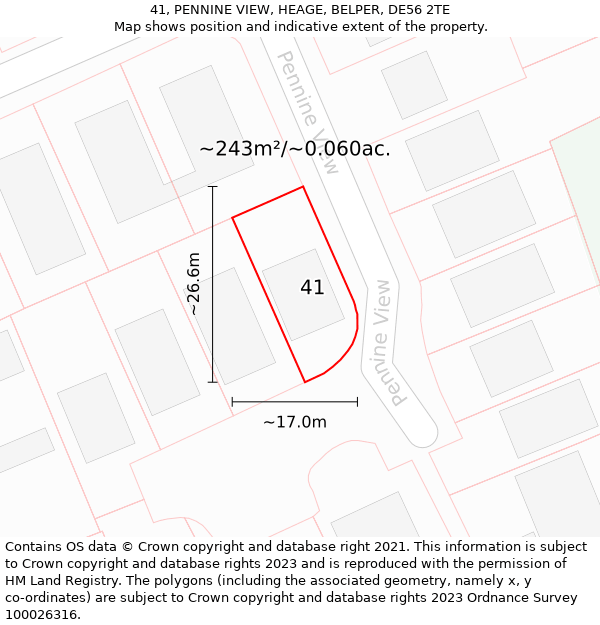 41, PENNINE VIEW, HEAGE, BELPER, DE56 2TE: Plot and title map