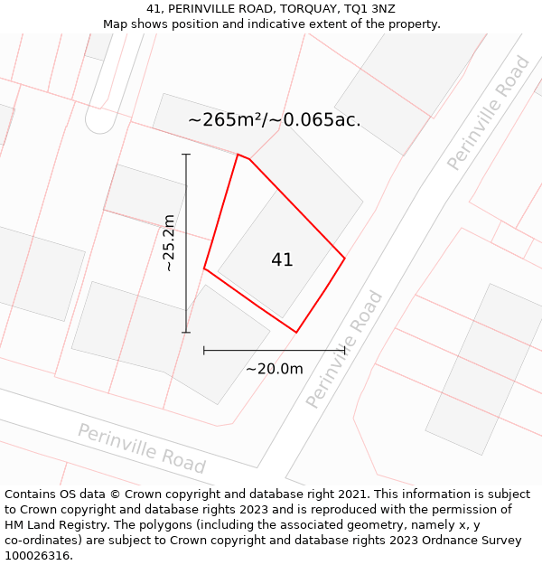 41, PERINVILLE ROAD, TORQUAY, TQ1 3NZ: Plot and title map