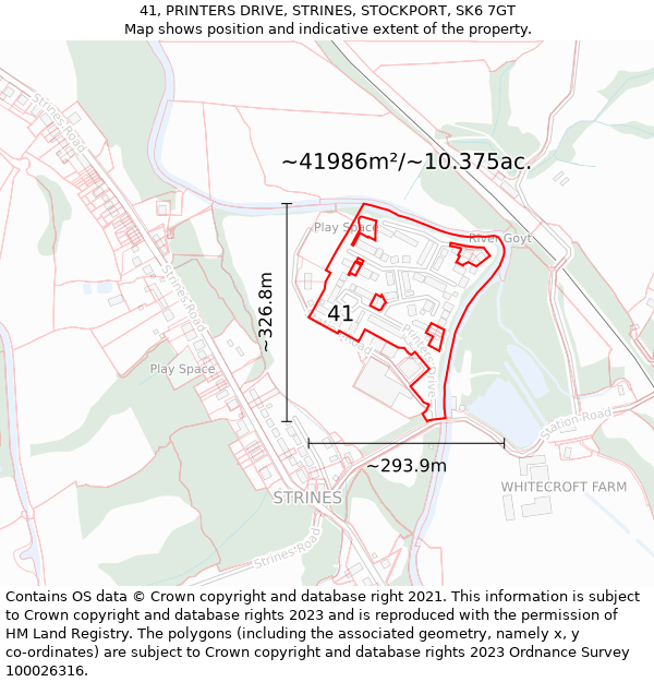 41, PRINTERS DRIVE, STRINES, STOCKPORT, SK6 7GT: Plot and title map