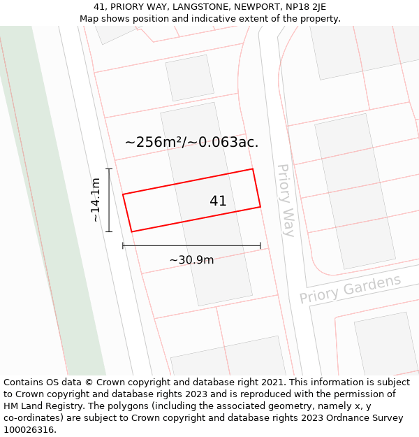 41, PRIORY WAY, LANGSTONE, NEWPORT, NP18 2JE: Plot and title map