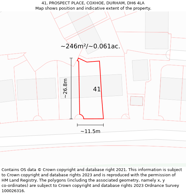 41, PROSPECT PLACE, COXHOE, DURHAM, DH6 4LA: Plot and title map