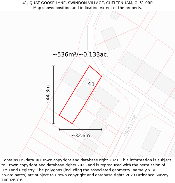 41, QUAT GOOSE LANE, SWINDON VILLAGE, CHELTENHAM, GL51 9RP: Plot and title map