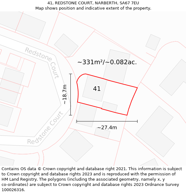 41, REDSTONE COURT, NARBERTH, SA67 7EU: Plot and title map