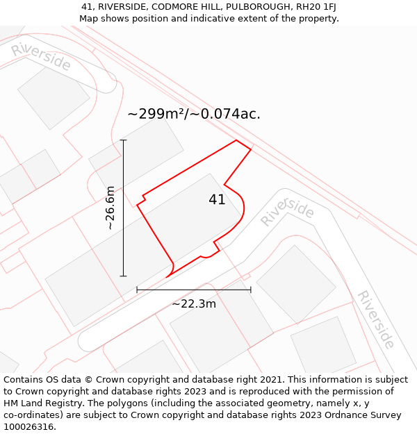 41, RIVERSIDE, CODMORE HILL, PULBOROUGH, RH20 1FJ: Plot and title map