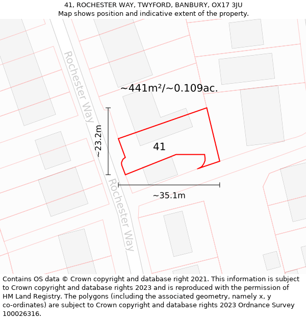 41, ROCHESTER WAY, TWYFORD, BANBURY, OX17 3JU: Plot and title map