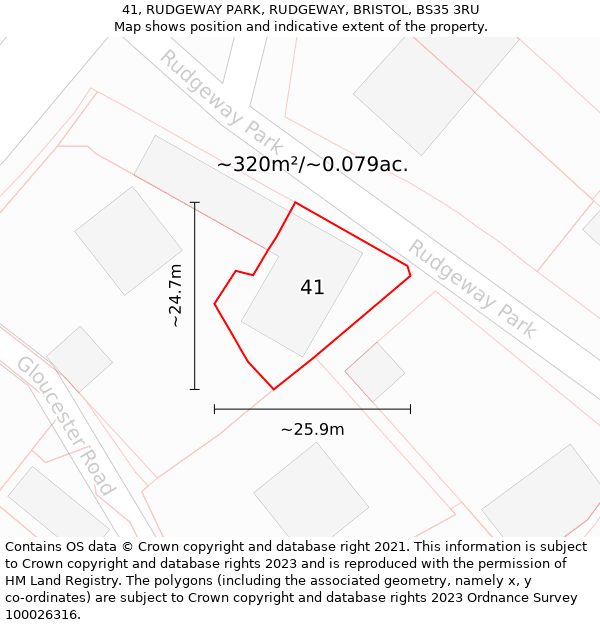 41, RUDGEWAY PARK, RUDGEWAY, BRISTOL, BS35 3RU: Plot and title map