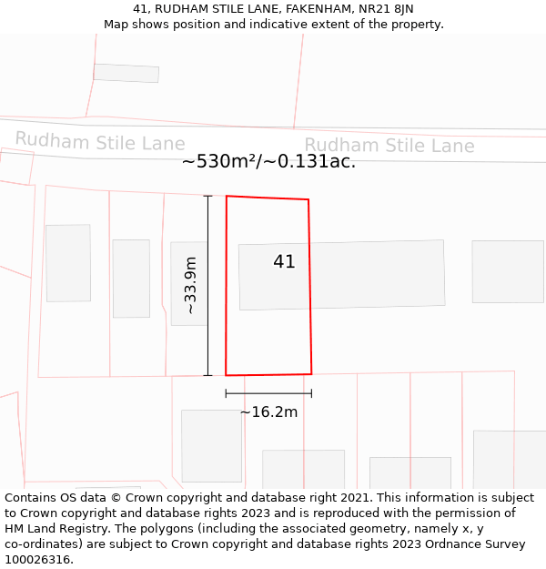 41, RUDHAM STILE LANE, FAKENHAM, NR21 8JN: Plot and title map