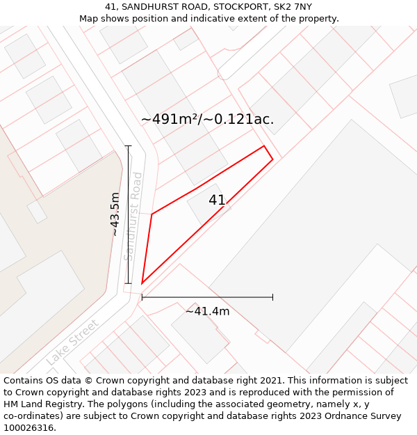 41, SANDHURST ROAD, STOCKPORT, SK2 7NY: Plot and title map