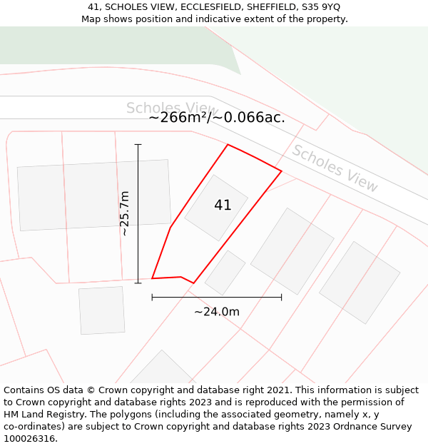41, SCHOLES VIEW, ECCLESFIELD, SHEFFIELD, S35 9YQ: Plot and title map