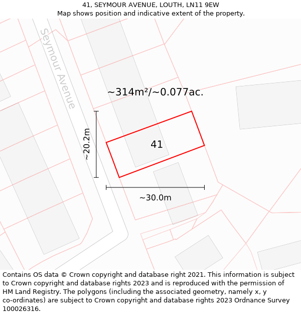 41, SEYMOUR AVENUE, LOUTH, LN11 9EW: Plot and title map