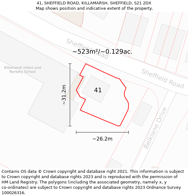 41, SHEFFIELD ROAD, KILLAMARSH, SHEFFIELD, S21 2DX: Plot and title map