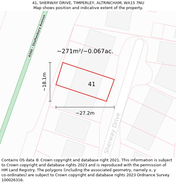 41, SHERWAY DRIVE, TIMPERLEY, ALTRINCHAM, WA15 7NU: Plot and title map
