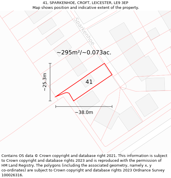 41, SPARKENHOE, CROFT, LEICESTER, LE9 3EP: Plot and title map