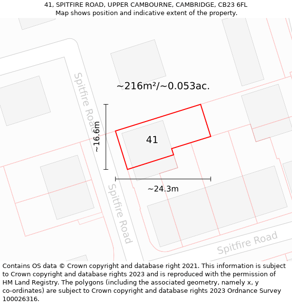 41, SPITFIRE ROAD, UPPER CAMBOURNE, CAMBRIDGE, CB23 6FL: Plot and title map